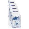 VITAdisplays® Espositore per brochure DIN lungo DL con 4 ripiani, trasparente