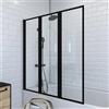 MARWELL Paravento pieghevole triplo nero per vasca da bagno, design moderno, nero opaco, 125 x 143 cm