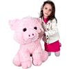 Animal &Co Pts Maiale Gigante 60cm Seduto Peluche Maialino Rosa Grande Soft Plush Size XXL