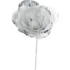 PuntoCasaStore® 12 pz fiori artificiali rosellina argento glitter diam.6,5 lung.9 cm bomboniera