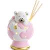 PuntoCasaStore® Profumatore diffusore orsetto mappamondo rosa in porcellana con luce led h.11 cm