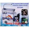 r2digital Aglow.it Acquario Desktop 2.5Lt da Scrivania, Vero acquario piccolo con porta pe