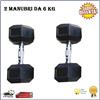 TOORX Manubri Esagonali Toorx Meg-6 Pesi Palestra Cross Fit Gommati 6Kg Coppia