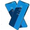 Newtop Custodia Flip Cover Specchio Clear View Samsung Galaxy S6 Azzurro Cromato