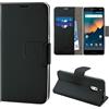 Newtop Custodia Libretto Flip Cover Chiusura Magnetica per Nokia 2.1 Nero