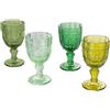 Villa D' Este set 4 bicchieri calici in vetro colorato modello Syrah Greenery