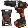 LLD Trapano avvitatore doppia batteria a litio 18V + valigetta e 24 accessori LLD-N