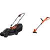 BLACK+DECKER ?BEMW351 Tagliaerba Elettrico Ampiezza Taglio 32 Cm, Capacità Di Raccolta 35 Litri, Nero Arancione & Tagliasiepi Elettrico Lunghezza Lama 25 Cm, Doppia Impugnatura Regolabile 450 W