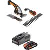 WORX WG801E.91 Tagliasiepi, Nero & WA3601 Kit 1 Carica Batteria Rapido + 1 Batteria Power Share 20V/2.0Ah agli Ioni di Litio