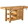 Biscottini Banco Tavolo da lavoro Country in legno massello di tiglio finitura naturale anticata L 184 x PR 74 x H 92 cm Made in Italy, fedele riproduzione di un antico ed originale Banco da Falegname