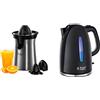 Russell Hobbs Spremiagrumi Elettrico, Bicchiere Grande e Piccolo, Rotazione bidirezionale & Bollitore acqua Elettrico, 2400 W, Energy Saving ok, Luce Blu, Filtro anticalcare rimovibile e lavabile