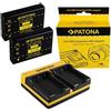 PATONA 2x Batteria Patona + Caricabatteria Doppio USB per Praktica DVC 5.1 HD