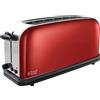 Russell Hobbs Tostapane - Design Lungo per 2 fette o 1 fetta larga di pane - 1000W Acciaio Inox Color Rosso; Scomparti extra larghi per toast; 6 livelli di doratura; Scongelamento, ColorPlus 21391-56