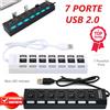 SDOPPIATORE USB 2.0 INTERRUTTORE ON/OFF 7 PORTE CIABATTA MULTIPRESA SPLITTER LED