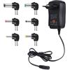 TRASFORMATORE ALIMENTATORE 30W DC 3V 4.5V 5V 6V 7.5V 9V 12V SPINOTTI UNIVERSALE