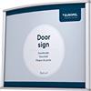 Europel Targa per porta 15 x 12 cm con inserto, curva, PVC antiriflesso, argento | viti, tasselli e biadesivo inclusi, verticale o orizzontale, apertura frontale, leggerissima, uffici e hotel, solo interni