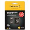 Intenso MicroSDHC UHS-I Premium 3423482 - Scheda di memoria 2 x 32 GB, classe 10, con adattatore SD, colore: Nero