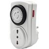 VEMER VJ63050000 TWINPLUG-D - Timer Meccanico Giornaliero con Spina Italiana, Presa Programmabile 16A per Luci e Piccoli Elettrodomestici, Bianco