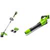 Greenworks Tools Tagliabordi a A Batteria Li-Ion Inclusa, 2X24 V + Soffiatore Assiale a Batteria, Senza Batteria e Caricatore