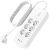 Belkin Multipresa montabile a parete con 6 prese CA protette, cavo di alimentazione da 2 m, LED di stato, porte USB-C e USB-A, ricarica rapida USB-C PD, ciabatta elettrica con protezione fino a 650 J