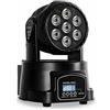 FARO STROBO RGB DJ FARETTO 7 LED X 10W testa rotante 360° COLORI EFFETTO DISCO