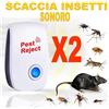 smd Pest Reject KIT 2 Pest Reject Insetticida Anti Zanzare ScacciaInsetti Repellente Ultrasuoni