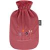 Fashy Borsa dell'acqua calda con rivestimento in ratina e ricamo, 2 l, colore rosso ruggine