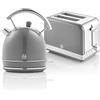 Swan Retro Colazione Set 1,8 L Bollitore Senza Fili con Elemento Riscaldante in Acciaio Inox, Tostapane a Fessura Larga 2 Fette, Regolatore di Tostatura a 6 Livelli, Design Vintage, Grigio
