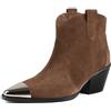 L37 HANDMADE SHOES Stivaletti alla Caviglia, in Pelle Scamosciata, Scarpe Fatte a Mano, Stile Unico, Skyline di Manhattan, Stivale Donna, Marrone, 41 EU