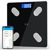 Diboniur Bilancia Impedenziometrica Smart con Portata 180 kg | 12 dati corporei tramite app, 4 elettrodi, display LCD, 26 × 26 cm, per fitness, controllo peso e famiglia
