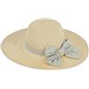 Relaxdays Cappello Parasole per Donne, Design Elegante con Fiocco a Quadretti, Cappellino da Sole, a Falda Larga, Beige, Cotone, H x D: 12 x 42 cm