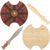 Baker Ross FE458 Spade e Scudi in Legno da Gladiatore - Confezione da 2, Spada e Scudo in Legno per Decorare, Set 'Dipingi Il Tuo' per Bambini, Travestimenti per Bambini