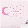 Ambiance Sticker Adesivo Nome Personalizzato Lune e Stelle - Decorazione murale Camera Bambino 2 Fogli da 30 x 30 cm e 40 x 25 cm - Rosa