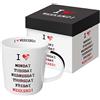 PPD 9,5 Centimetri Altezza: 9.5 cm Diametro: Amo Weekend Trend Inglese Porcellana Tazza in Confezione Regalo Nero/Bianco/Rosso