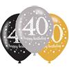 amscan BALLOON pk6 27cm Age 40 Sparkl