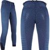 HKM - Pantaloni da Equitazione da Adulto, in Denim Easy-3/4, con Inserti in silkon, 6100, Colore Blu Jeans, Taglia 34