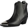 L37 HANDMADE SHOES Stivaletti alla Caviglia, in Pelle Naturale, Scarpe Fatte a Mano, Stile Unico, Skyline di Manhattan, Stivale Donna, Nero, 39 EU