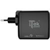 ITEK Caricabatteria da muro da 60W, 6A(2x3A) con 2 porte: 1xType-C PD, 1xQC3.0,
