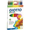 Giotto Fila Pastelli Pastelloni Giotto Mega da 12 Colori Assortiti con Mina Grande 5.5 mm