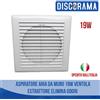 ASPIRATORE ARIA DA MURO 19W VENTOLA ESTRATTORE ELIMINA ODORI CASA UFFICIO BAGNO