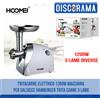 Hoomei TRITACARNE ELETTRICO 1200W MACCHINA PER SALSICCE HAMBURGER TRITA CARNE 3 LAME