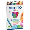 Giotto 220600 Gio Mega-Tri Astuccio 12 Maxi Pastelloni Colorati, Multicolore, 12 Unità, Confezione Da 1