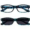 OPULIZE Occhiali Da Lettura Blu Tartaruga Lettori Con UV400 Lettore Sole Valore Pacco Doppio Uomo Donna RS10-3 +1,00