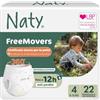Naty FreeMovers Pannolini a Mutandina, Taglia 4 (8-15 kg), 22 pezzi | Per pelli sensibili, mutandino ipoallergeniche, Assorbente, Fino a 12h di protezione dalle perdite, senza profumo, elastico