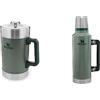 STANLEY Classic Stay Hot French Press Kaffeepresse (1,4 L) Classic Legendary Thermosflasche (1,9 L) - Hammertone Green - Edelstahl - Thermos Hält 45 Stunden Heiß - Spülmaschinenfest