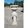 MONDO ARTISTICA VASO CALICE FIORIERA CON COLONNA BASE DA ESTERNO PER GIARDINO IN CEMENTO MARMO