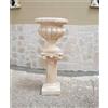 MONDO ARTISTICA VASO CALICE FIORIERA CON COLONNA BASE DA ESTERNO PER GIARDINO IN CEMENTO MARMO