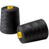 IPEA Filo da Cucito Nero per Macchina da Cucire e Tagliacuci - 2 Grandi Bobine da ben 9000 metri (18000 m totali) - Filato in Poliestere per Cuciture - Vari Colori a Scelta - Nero - Altezza 12 cm