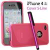 Cover Custodia Silicone Gel TPU S-Line Rosa Per iPhone 4/4G/4S + Pellicola Pen