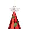 BIZZOTTO Pendaglio Angelo Decorazione per Albero di Natale in Vetro 15cm Rosso